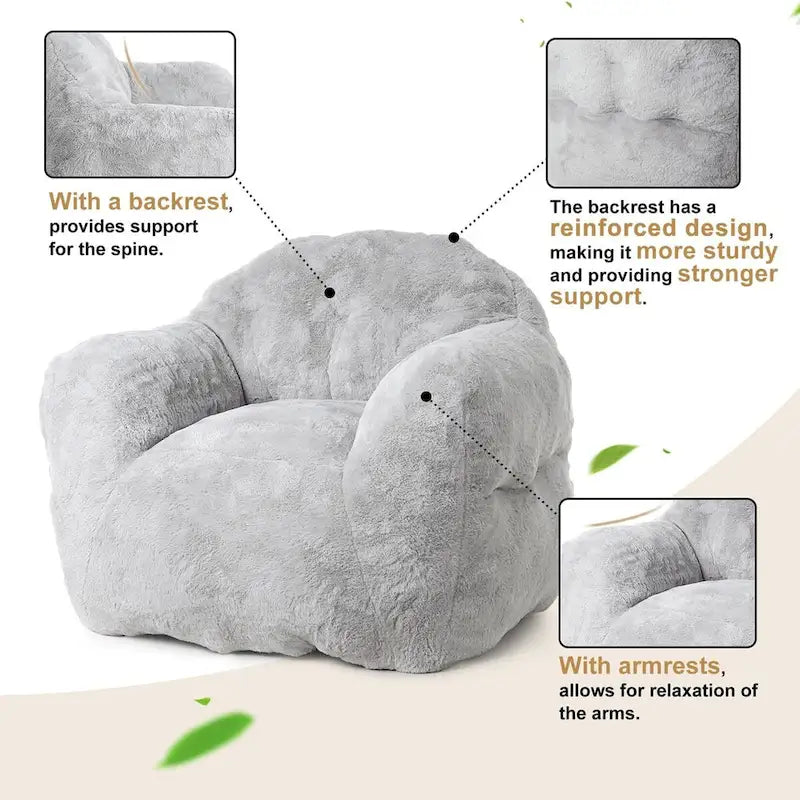 Fauteuil poire en mousse à mémoire de forme et fausse fourrure – 1 place, plusieurs coloris