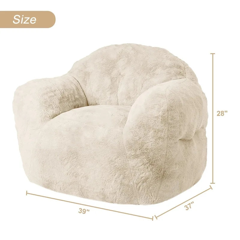 Fauteuil poire en mousse à mémoire de forme et fausse fourrure – 1 place, plusieurs coloris