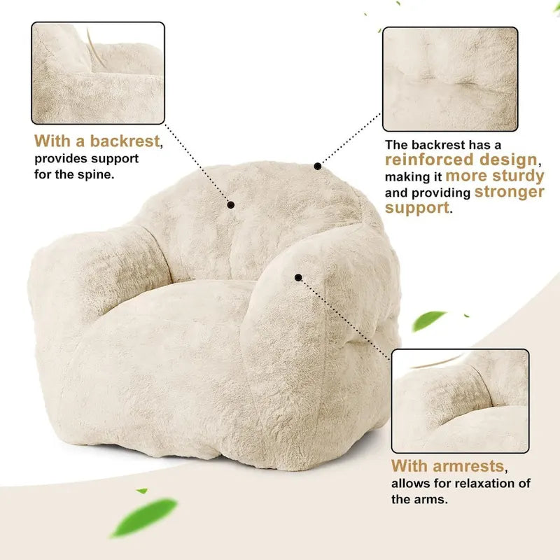 Fauteuil poire en mousse à mémoire de forme et fausse fourrure – 1 place, plusieurs coloris