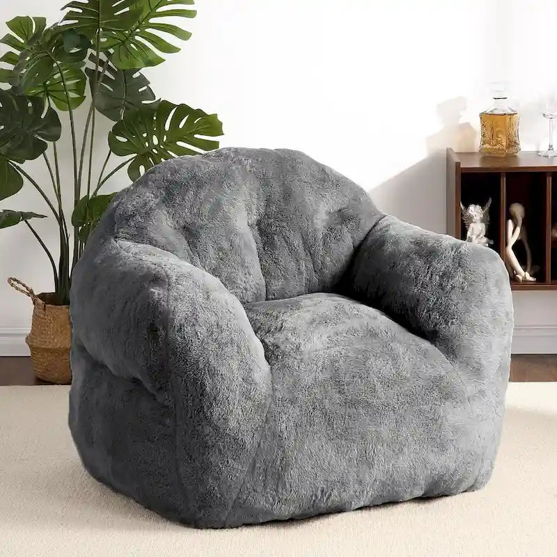 Fauteuil poire en mousse à mémoire de forme et fausse fourrure – 1 place, plusieurs coloris
