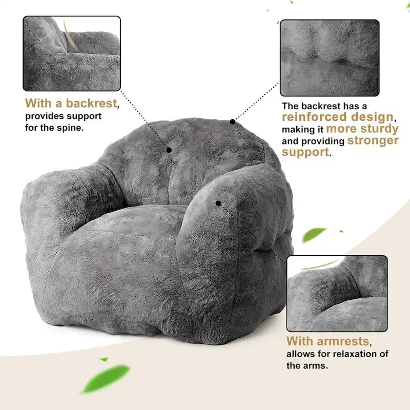 Fauteuil poire en mousse à mémoire de forme et fausse fourrure – 1 place, plusieurs coloris