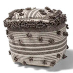 Pouf ottoman en laine tissé à la main de style marocain ivoire et marron