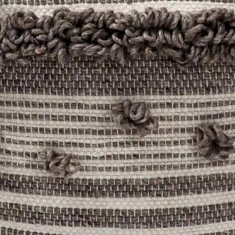 Pouf ottoman en laine tissé à la main de style marocain ivoire et marron