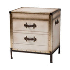Table d'appoint en toile blanc antique vintage avec 2 tiroirs