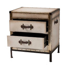Table d'appoint en toile blanc antique vintage avec 2 tiroirs