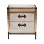 Table d'appoint en toile blanc antique vintage avec 2 tiroirs