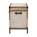 Table d'appoint en toile blanc antique vintage avec 2 tiroirs