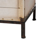 Table d'appoint en toile blanc antique vintage avec 2 tiroirs