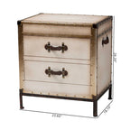 Table d'appoint en toile blanc antique vintage avec 2 tiroirs