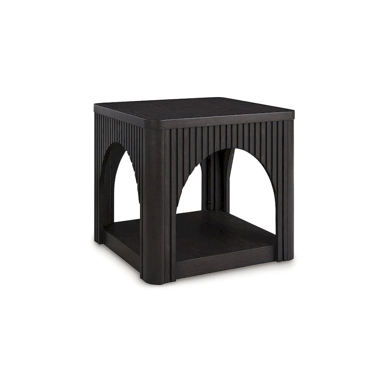 Table d'appoint avec arc et treillis noir français-finnois et étagère ouverte