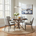 Table à manger ronde 4-5 places Noyer Marron et Chrome avec piètement croisé en acier