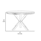 Table à manger ronde 4-5 places Noyer Marron et Chrome avec piètement croisé en acier