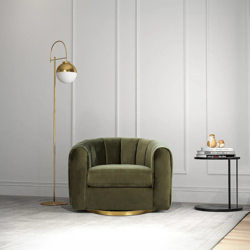 Fauteuil d'appoint pivotant en velours – Style mi-century, plusieurs coloris
