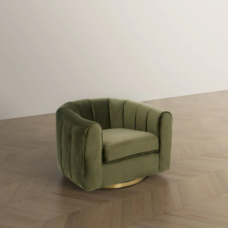 Fauteuil d'appoint pivotant en velours – Style mi-century, plusieurs coloris