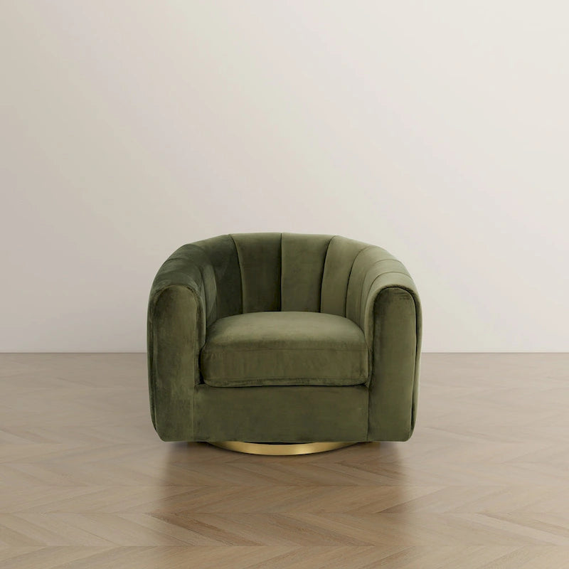 Fauteuil d'appoint pivotant en velours – Style mi-century, plusieurs coloris