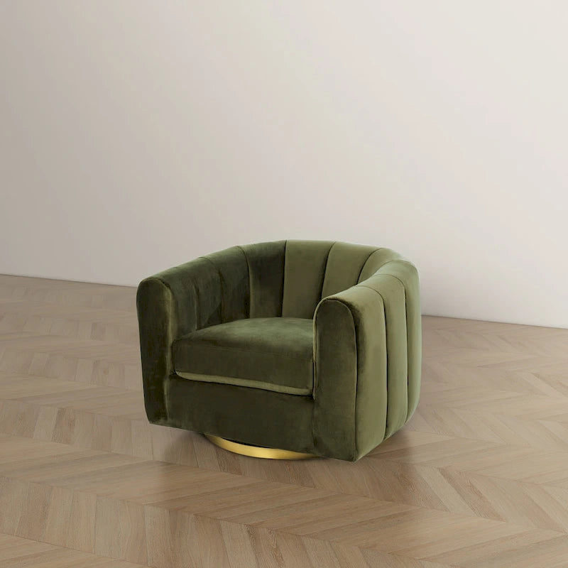 Fauteuil d'appoint pivotant en velours – Style mi-century, plusieurs coloris