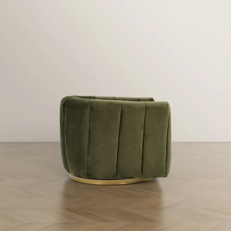 Fauteuil d'appoint pivotant en velours – Style mi-century, plusieurs coloris