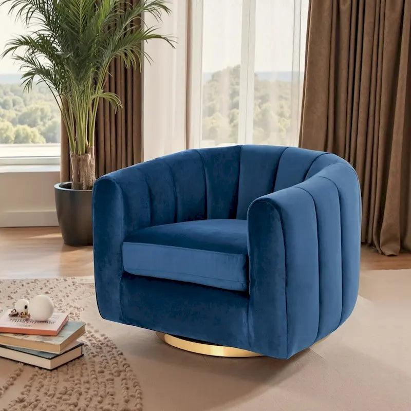 Fauteuil d'appoint pivotant en velours – Style mi-century, plusieurs coloris