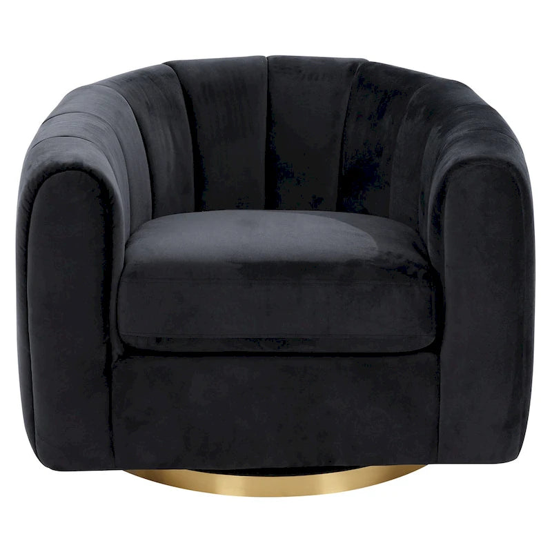 Fauteuil d'appoint pivotant en velours – Style mi-century, plusieurs coloris