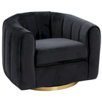 Fauteuil d'appoint pivotant en velours – Style mi-century, plusieurs coloris