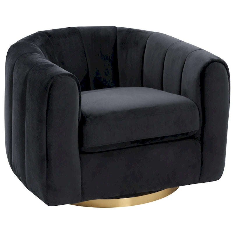 Fauteuil d'appoint pivotant en velours – Style mi-century, plusieurs coloris