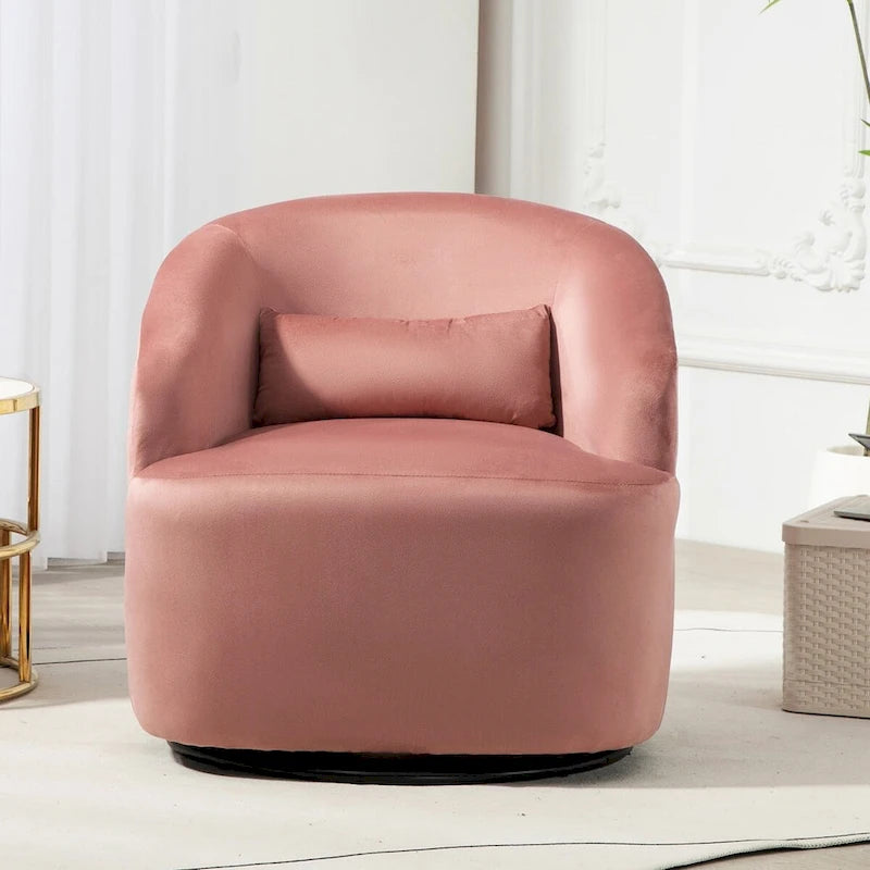 Fauteuil d'appoint pivotant à 360° en velours – 1 place, plusieurs coloris