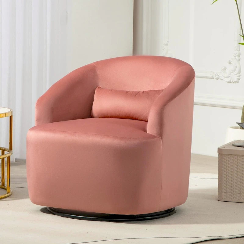 Fauteuil d'appoint pivotant à 360° en velours – 1 place, plusieurs coloris