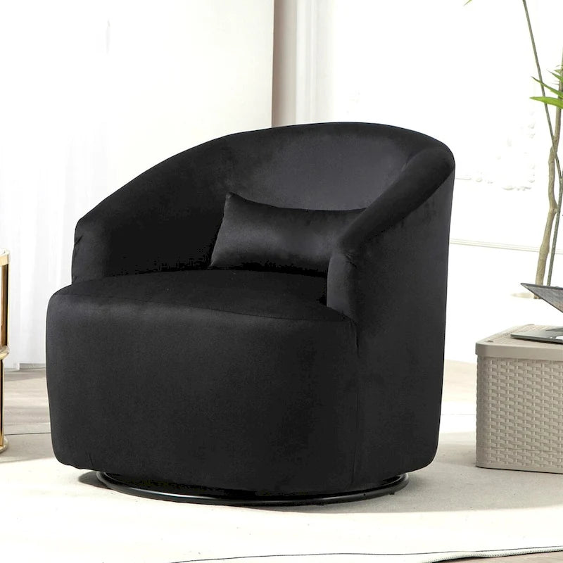 Fauteuil d'appoint pivotant à 360° en velours – 1 place, plusieurs coloris
